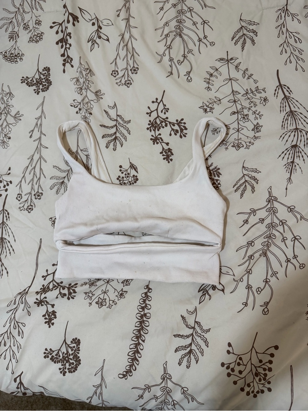 ALO Yoga White Ribbed Crop Tank